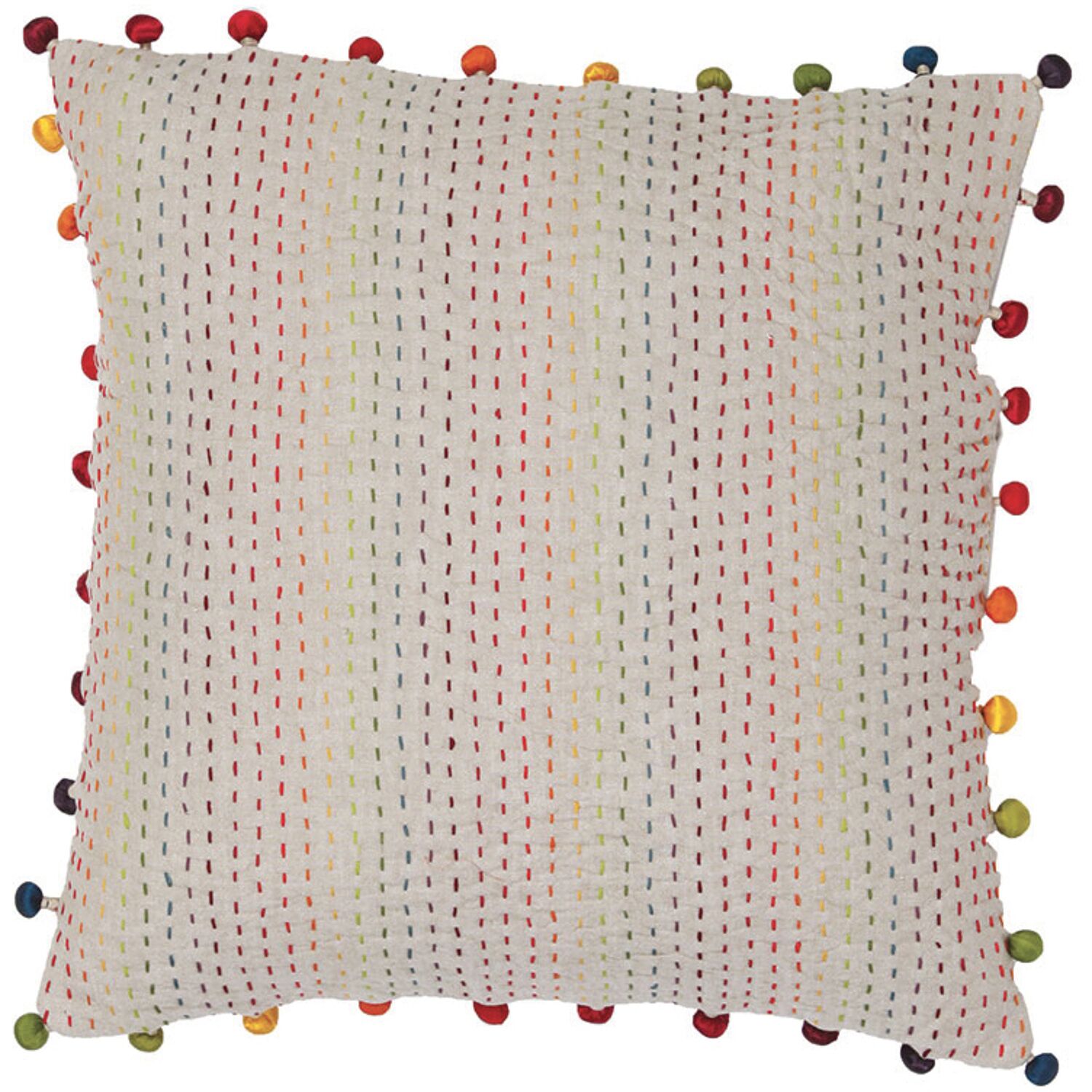 Coussin Gastounet Vivaraise - Coton avec pompons satinés - 45 x 45 cm