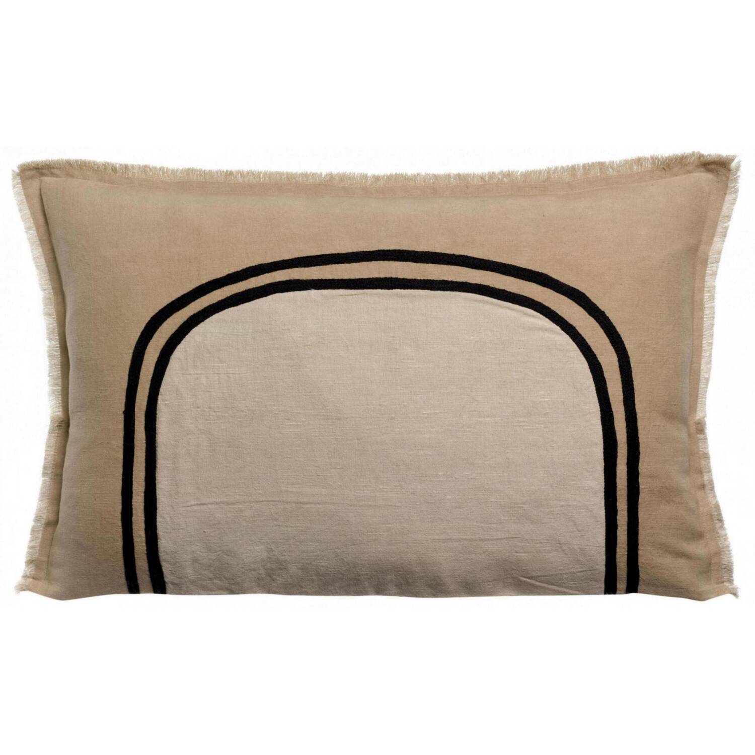 Coussin décoratif Laly bicolore galet (lin-coton) - 40 x 65 cm