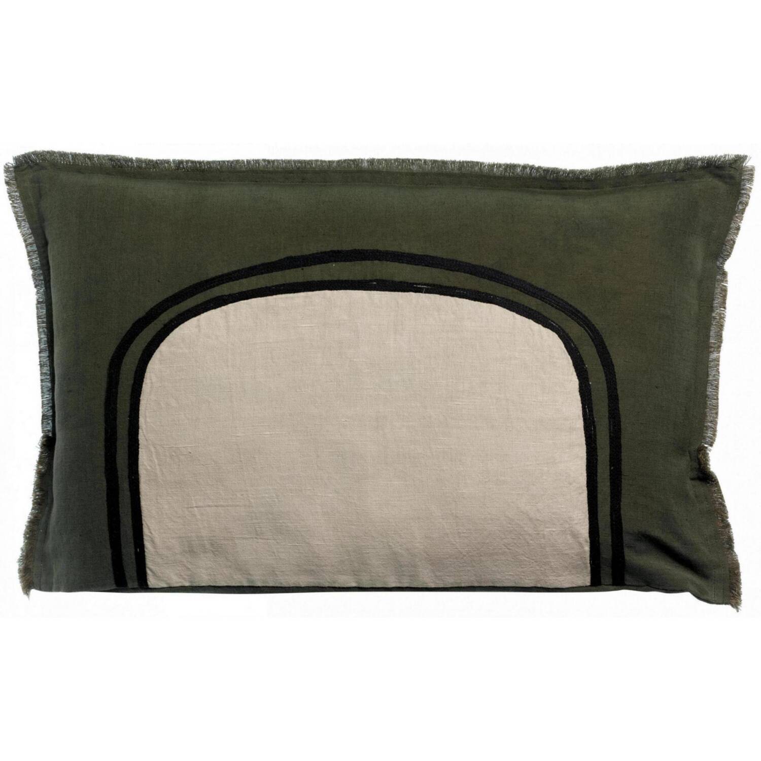 Coussin Laly Olive - Vivaraise (Lin-Coton, 40 x 65 cm)