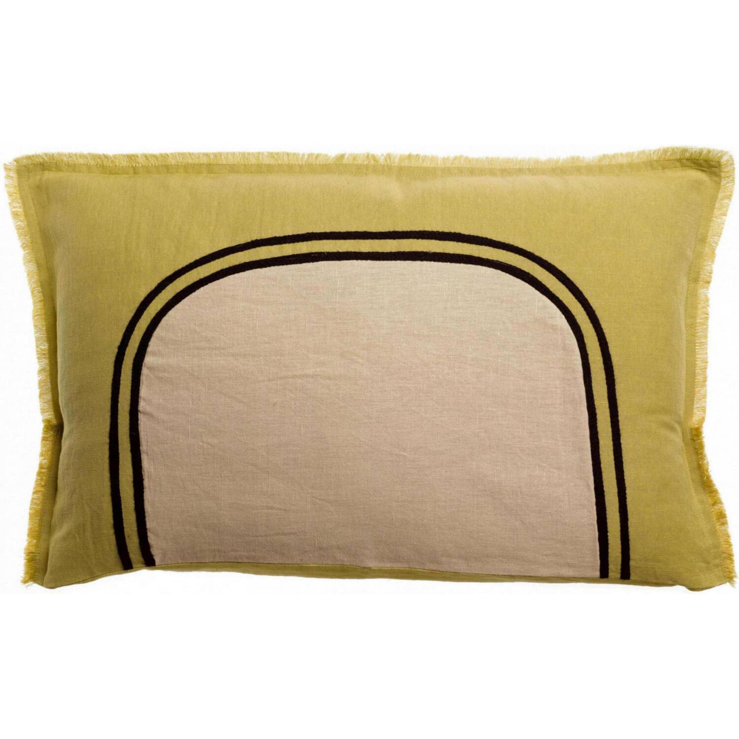 Coussin décoratif Laly doré - Vivaraise (lin-coton, 40 x 65 cm)
