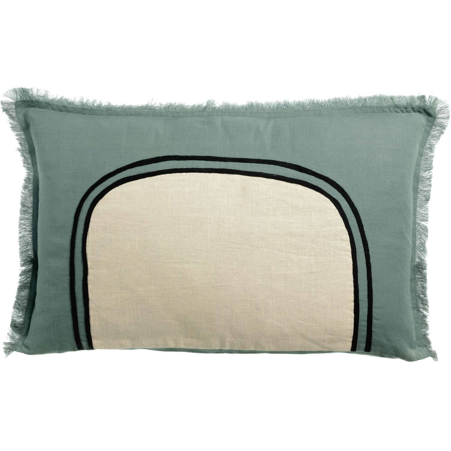 Coussin Laly bicolore Prusse - Vivaraise (Lin-Coton, 40 x 65 cm)