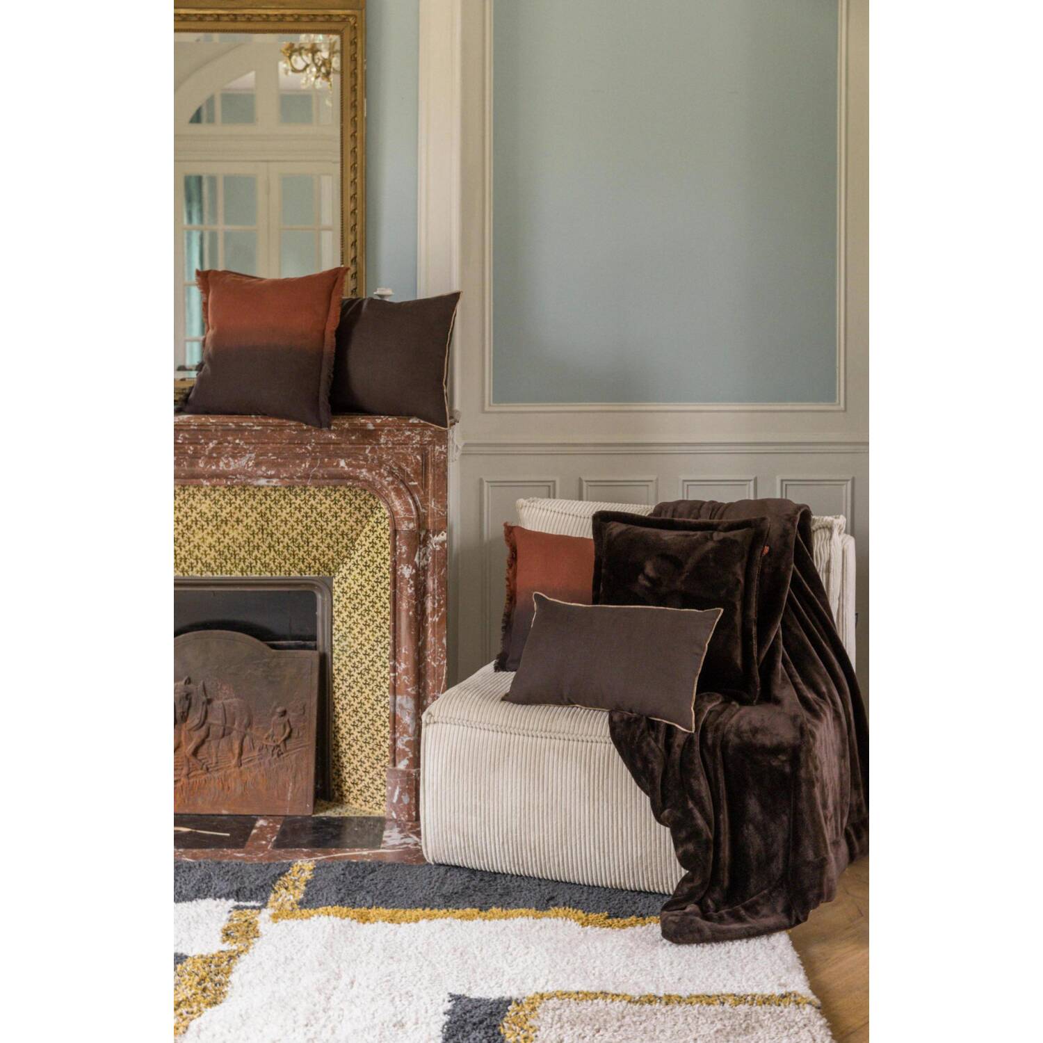 Coussin Zeff Shade en lin ébène - 40 x 65 cm