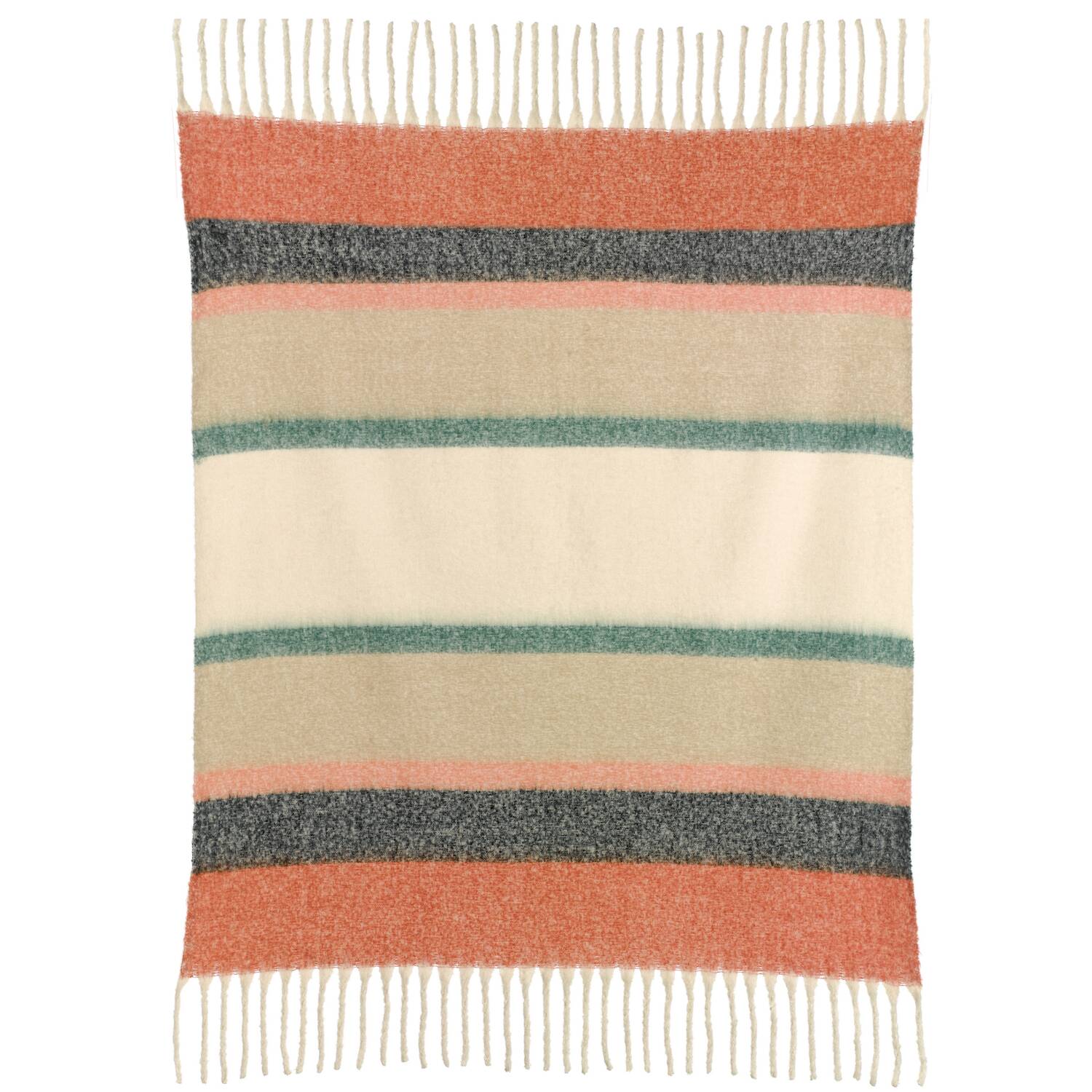 Plaid rayé Isabel en polyester recyclé châtaigne (130 x 160 cm)