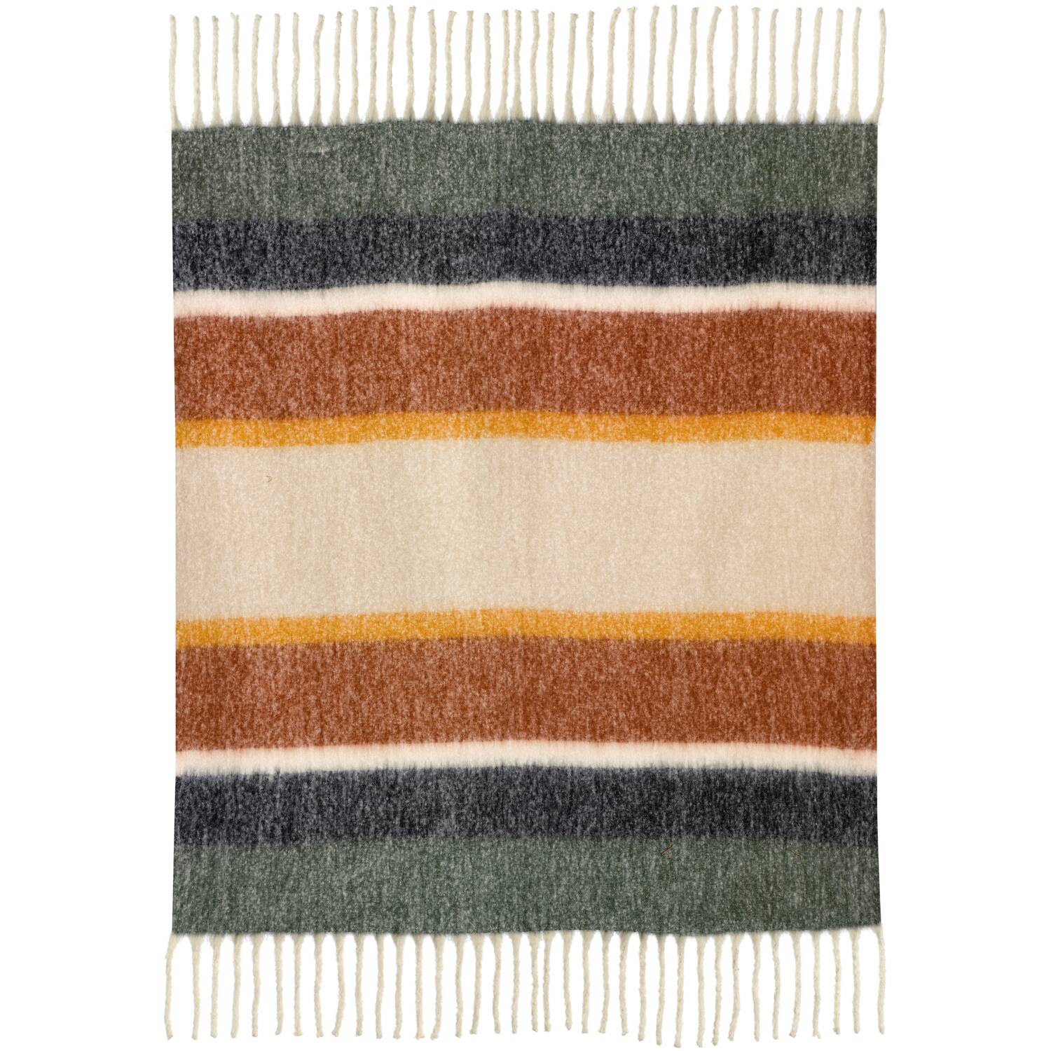 Plaid décoratif Vivaraise Isabel - Rayé Rouille (100% polyester recyclé) - 130 x 160 cm