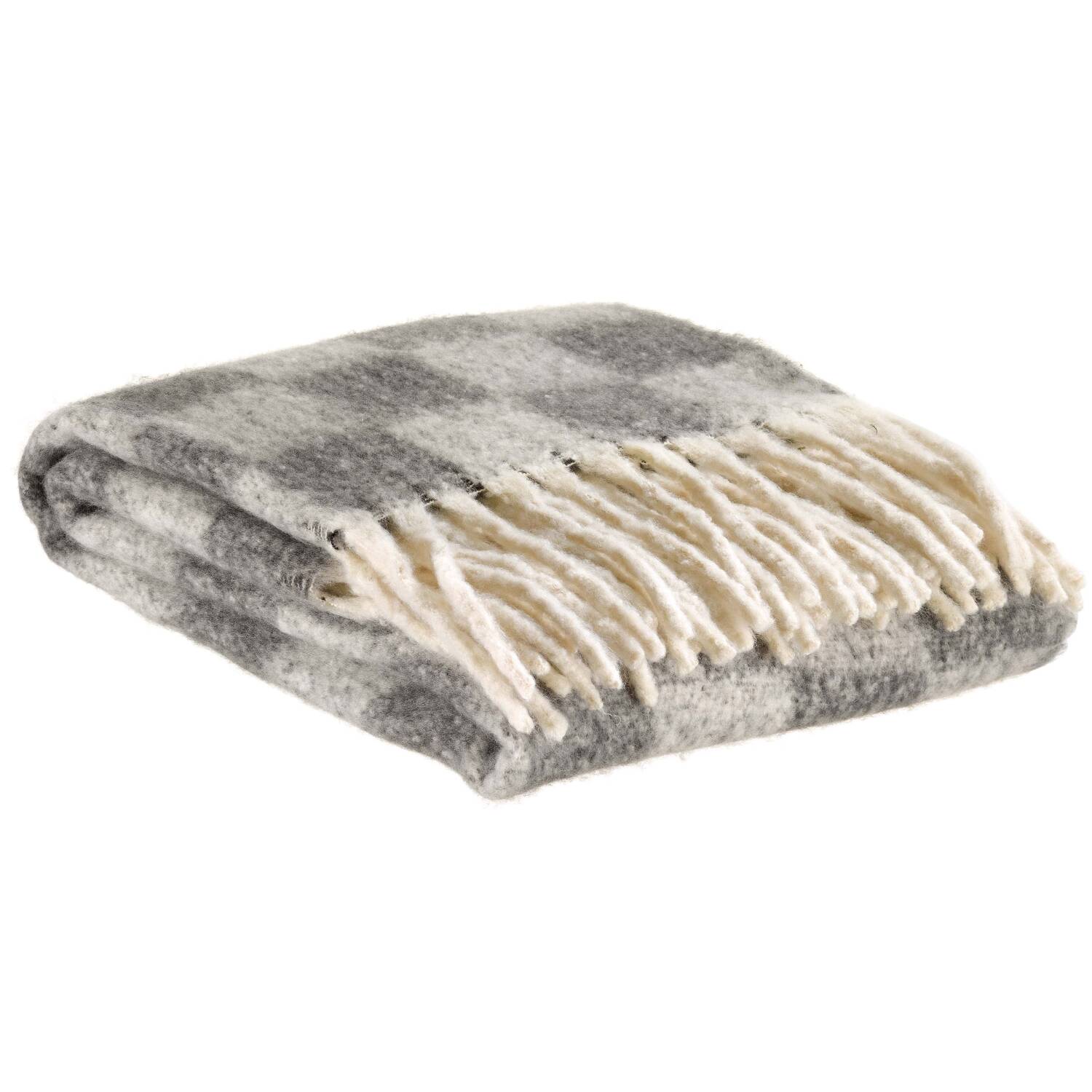 Plaid recyclé Vivaraise Isabel - Damier Ardoise (130 x 160 cm)