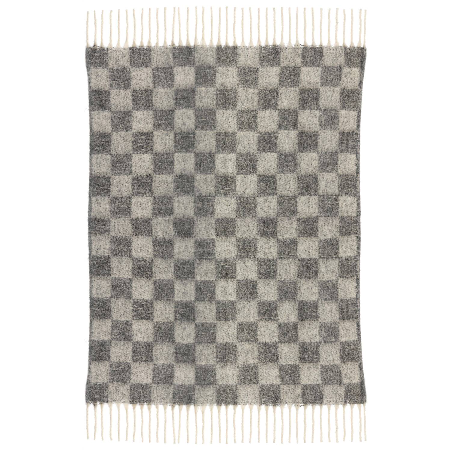 Plaid recyclé Vivaraise Isabel - Damier Ardoise (130 x 160 cm)