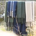 Plaid recyclé Vivaraise Isabel - Damier Ardoise (130 x 160 cm)