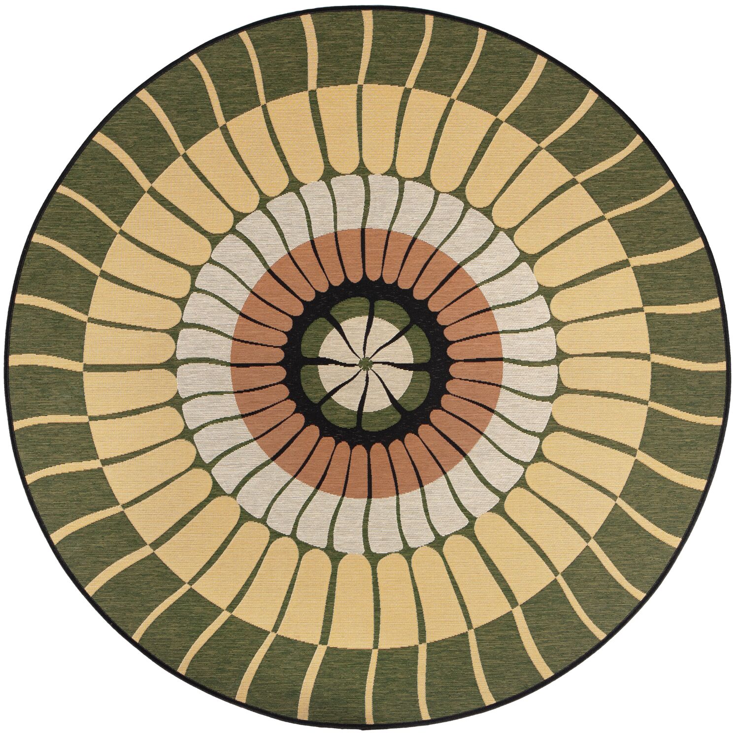 Tapis extérieur Zeno Vivaraise - Tapis rond en polypropylène, diamètre 200 cm, couleur bois cèdre