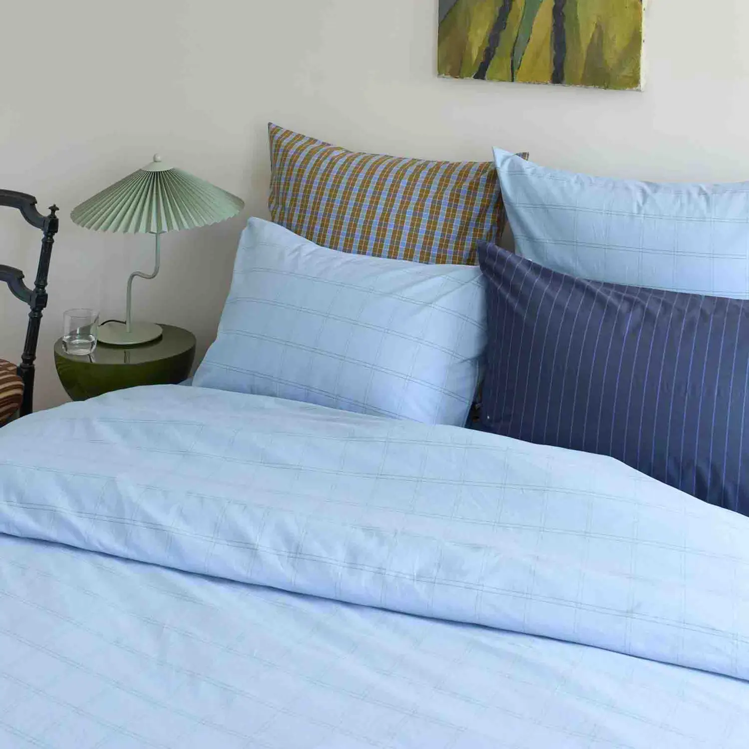 Housse de couette Chloé - Ciel, 160 x 210 cm, en coton 100% percale