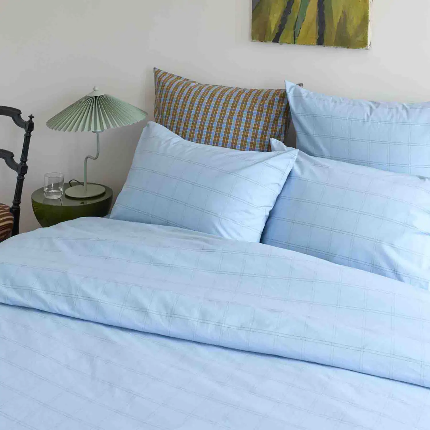 Housse de couette Chloé - Ciel, 160 x 210 cm, en coton 100% percale