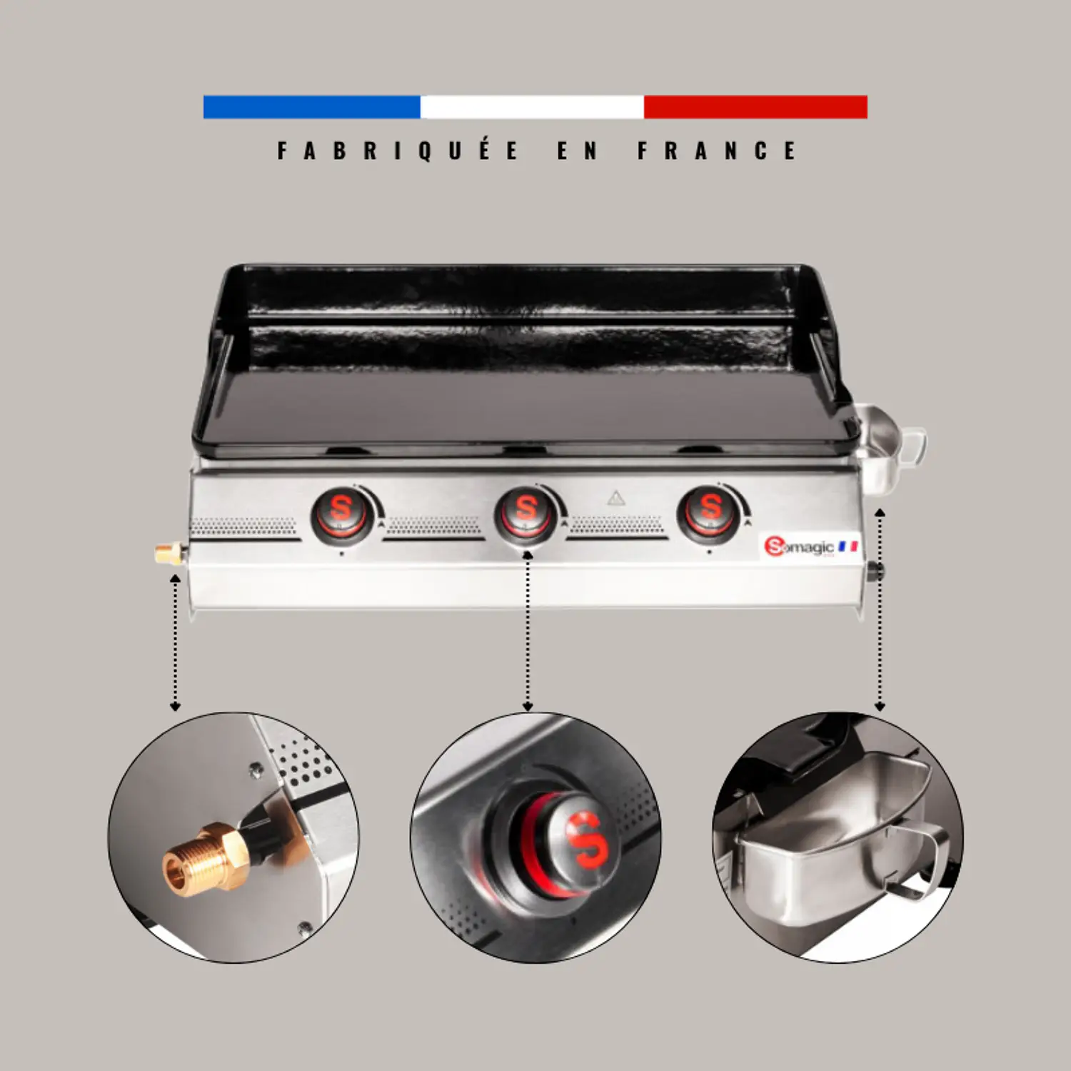 SOMAGIC - Plancha Premium 3 quemadores