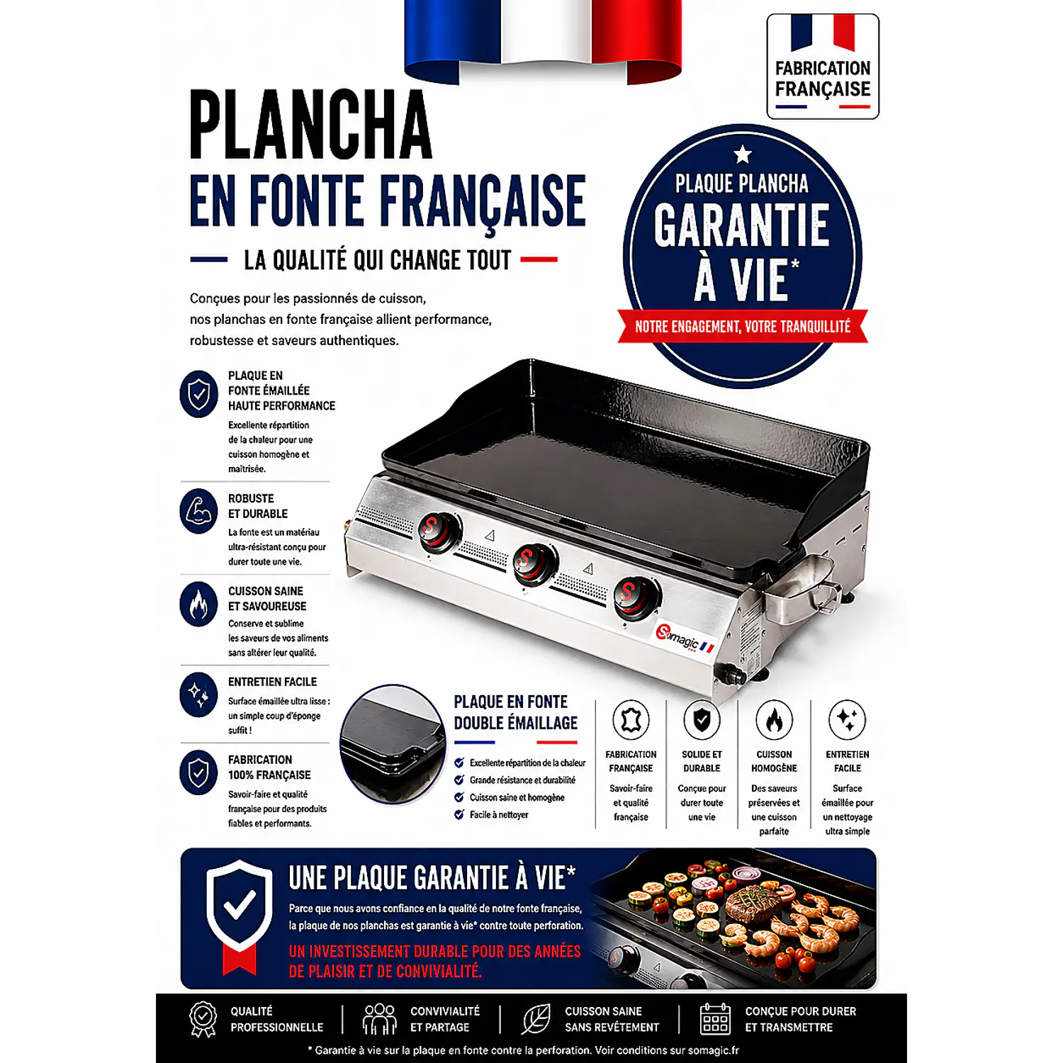 SOMAGIC - Plancha Premium 3 quemadores