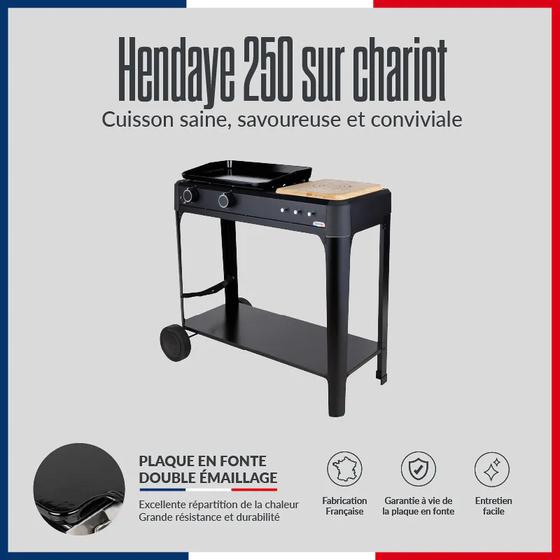 Plancha gaz sur chariot - Happy Garden