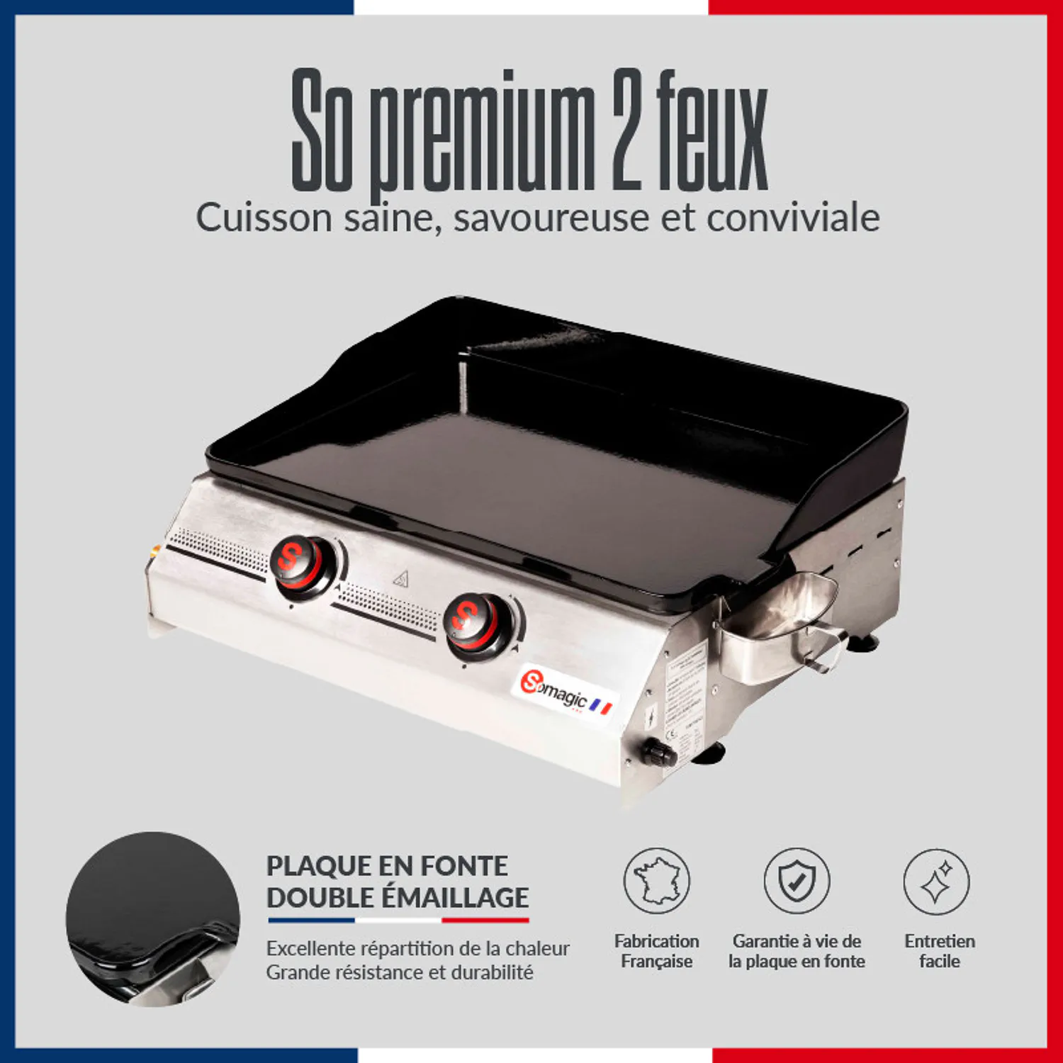 Plancha à gaz 2 feux